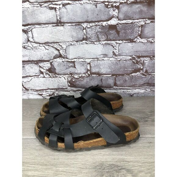 Birkenstock Pisa Black Leather Strappy Slides Cork Sandals Women’s Sz 36EU/5M US - Picture 10 of 16